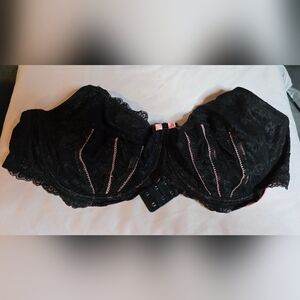 Adore Me Black & Pink Lace Underwire Bra Size 44DD